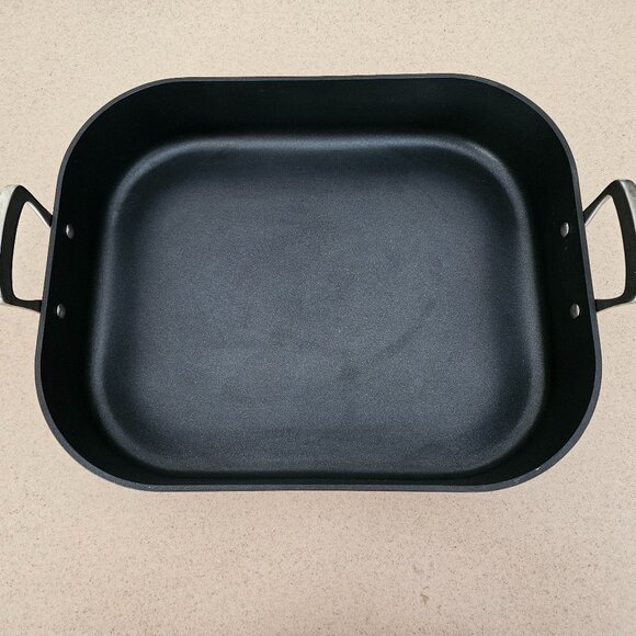 RARE ALL CLAD LTD ANODIZED 16x13 TURKEY NON STICK ROASTER ROASTING & RACK PAN - Picture 6 of 13